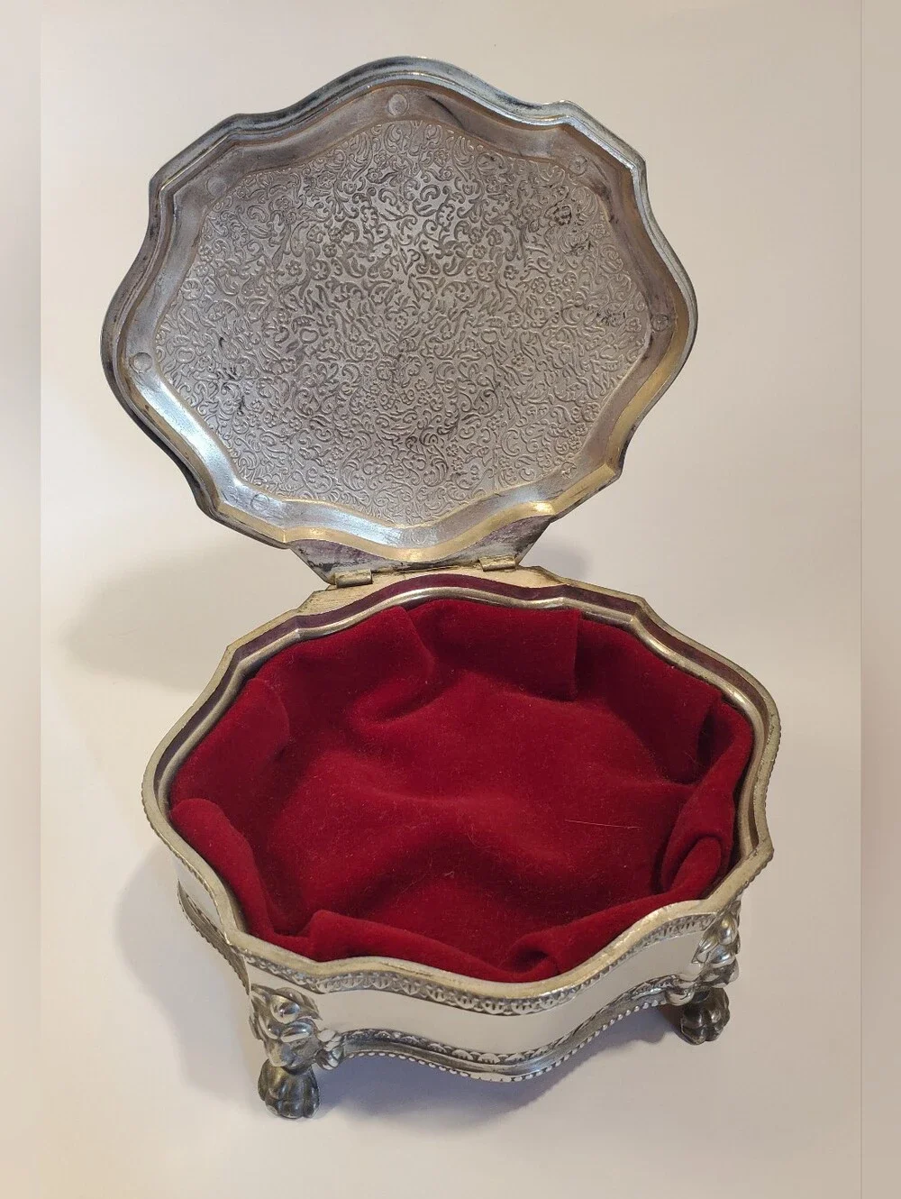 Vintage Silver Claw Foot Jewelry Box